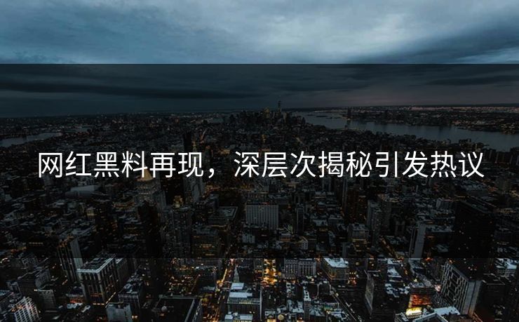 网红黑料再现，深层次揭秘引发热议